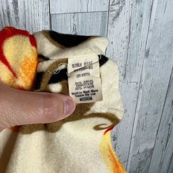 Vintage MCM floral fleece blanket knit mock neck zipper front robe dress medium - Picture 8 of 13